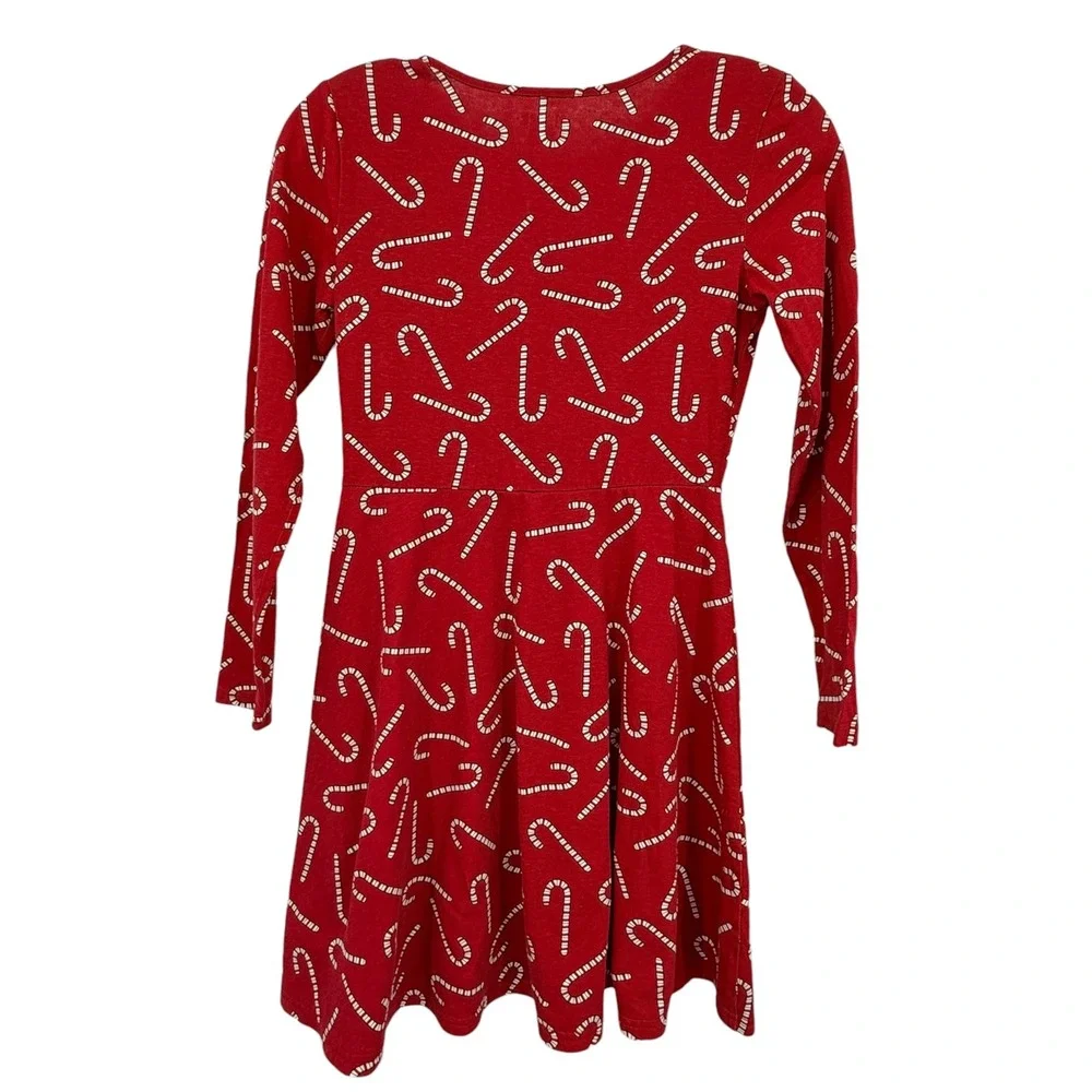 The Childrens Place Girls Dress Red Candy Cane Long Sleeve‎ Skater Size 10 12